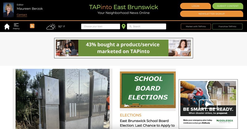 Screenshot of the TApinto East Brunswick website
