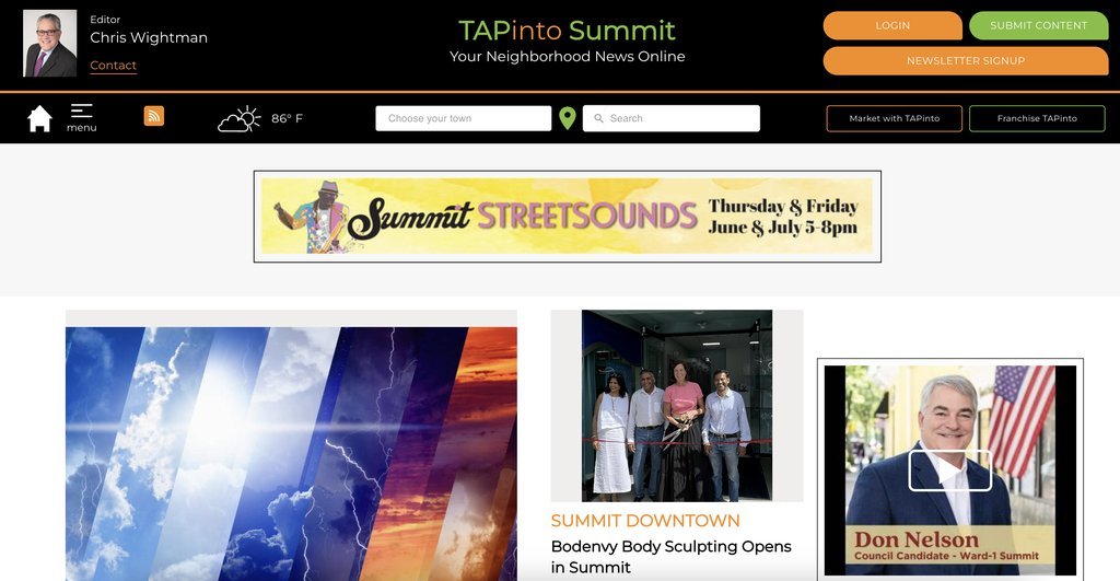 Screenshot of the TAPinto Summit website