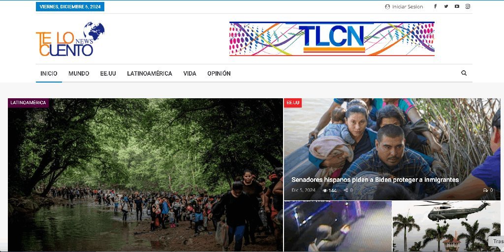 Screenshot of the Te Lo Cuento News website