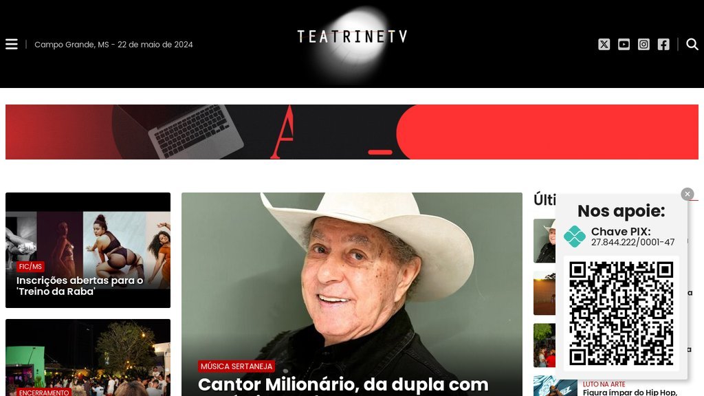 Screenshot of the Teatrine TV website