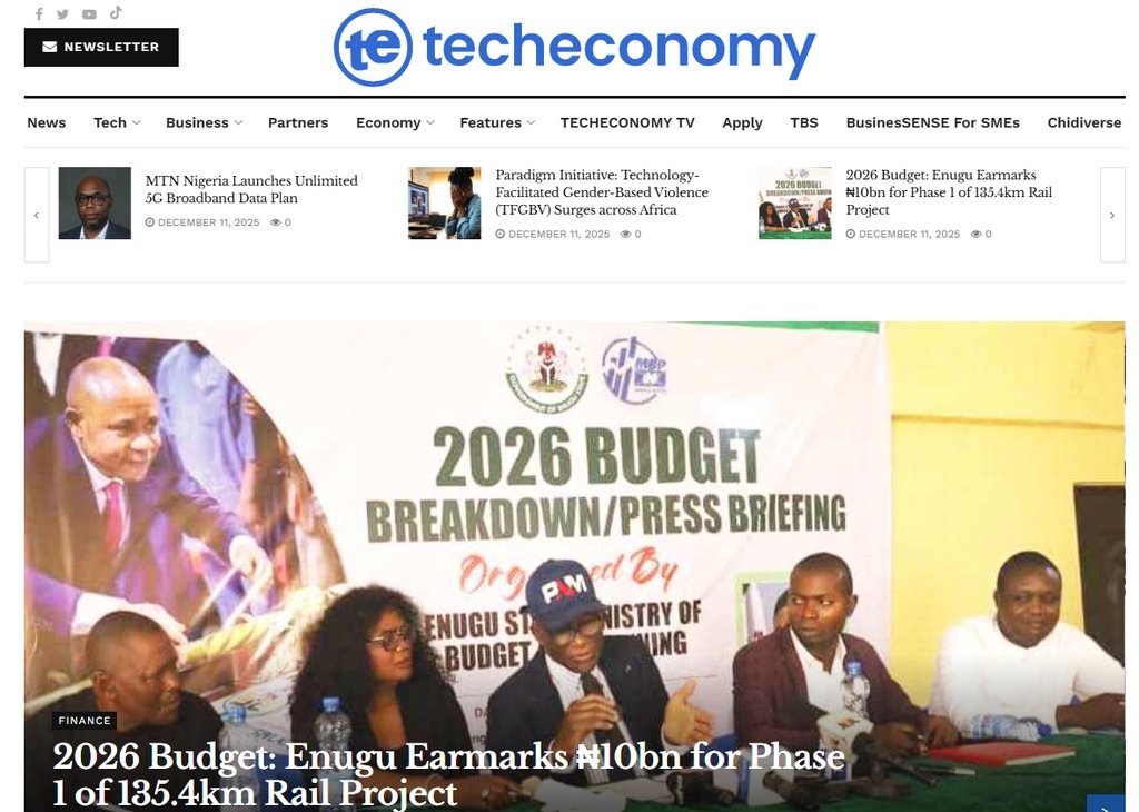 Screenshot of the Techeconomy website