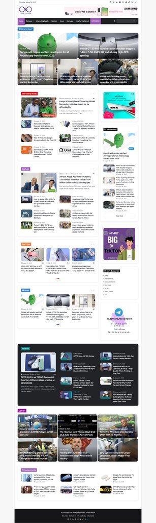 Screenshot of the Techish website