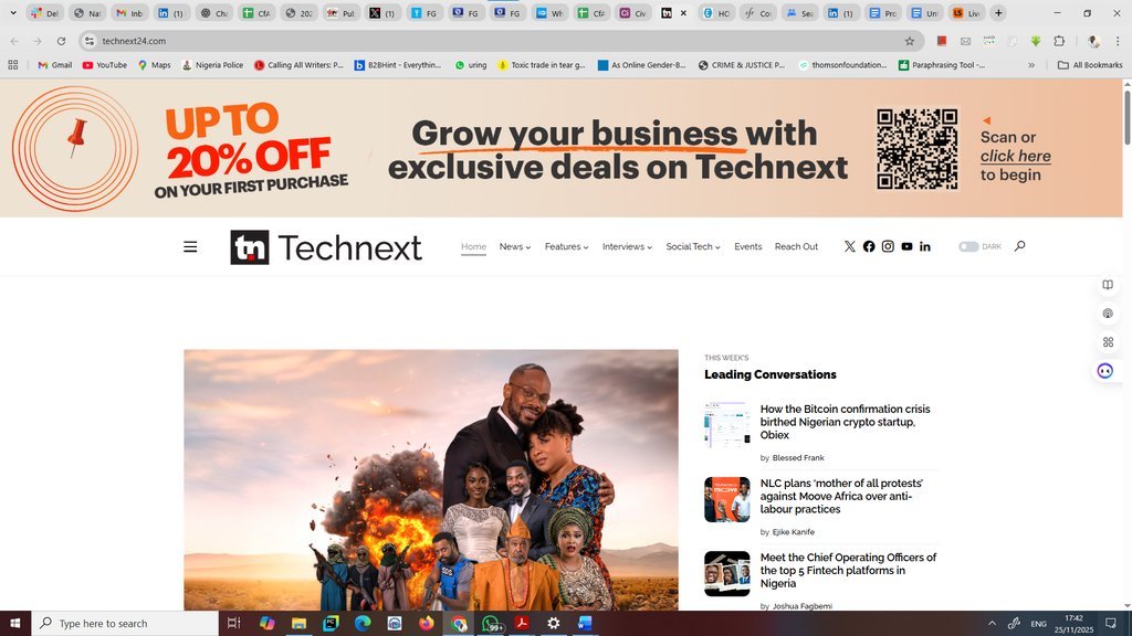 Screenshot of the TechNext website