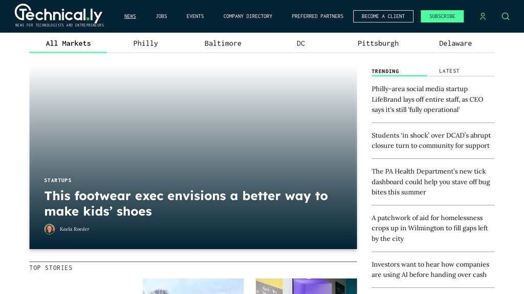 Screenshot of the Technical.ly website