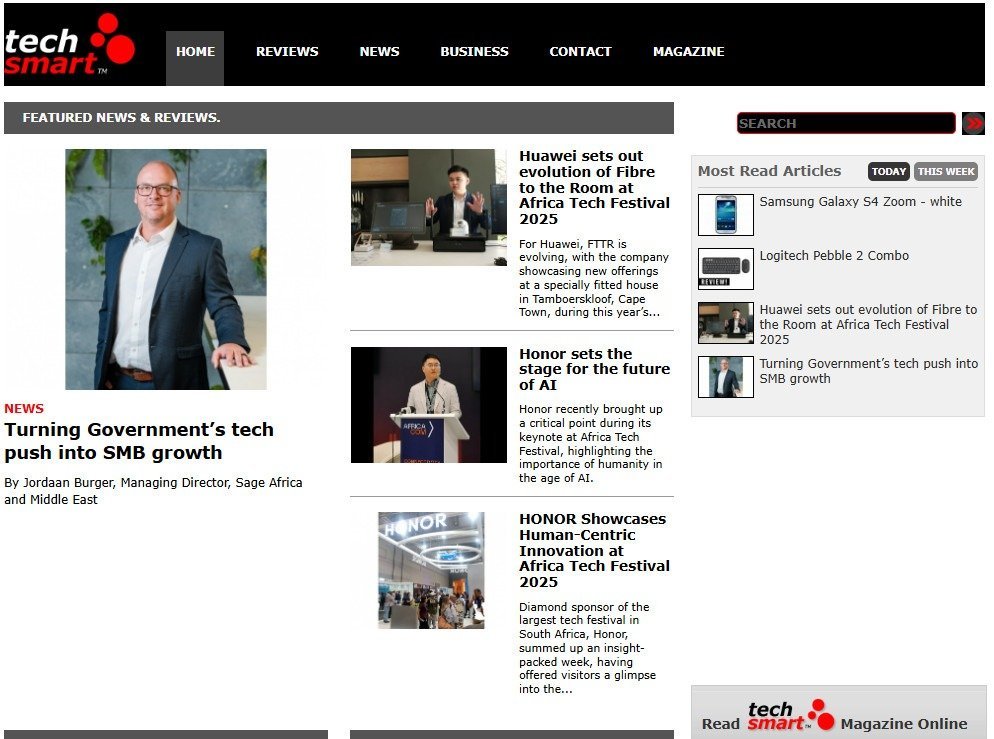 Screenshot of the TechSmart.co.za website