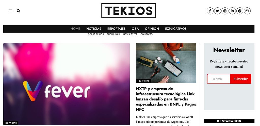 Screenshot of the Tekios website