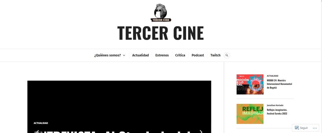 Screenshot of the Tercer Cine website