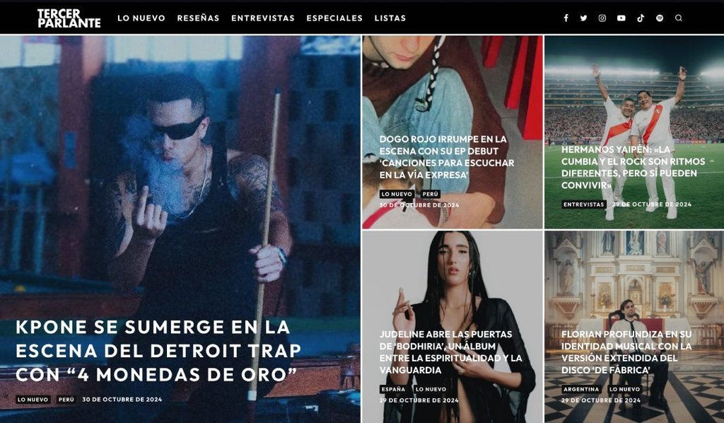 Screenshot of the Tercer Parlante website
