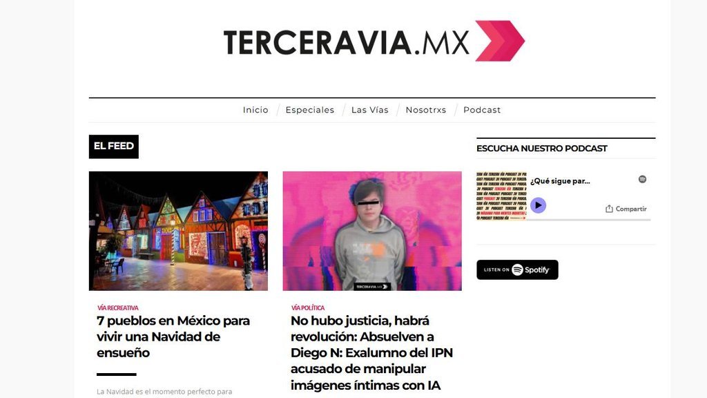 Screenshot of the Tercera Via website