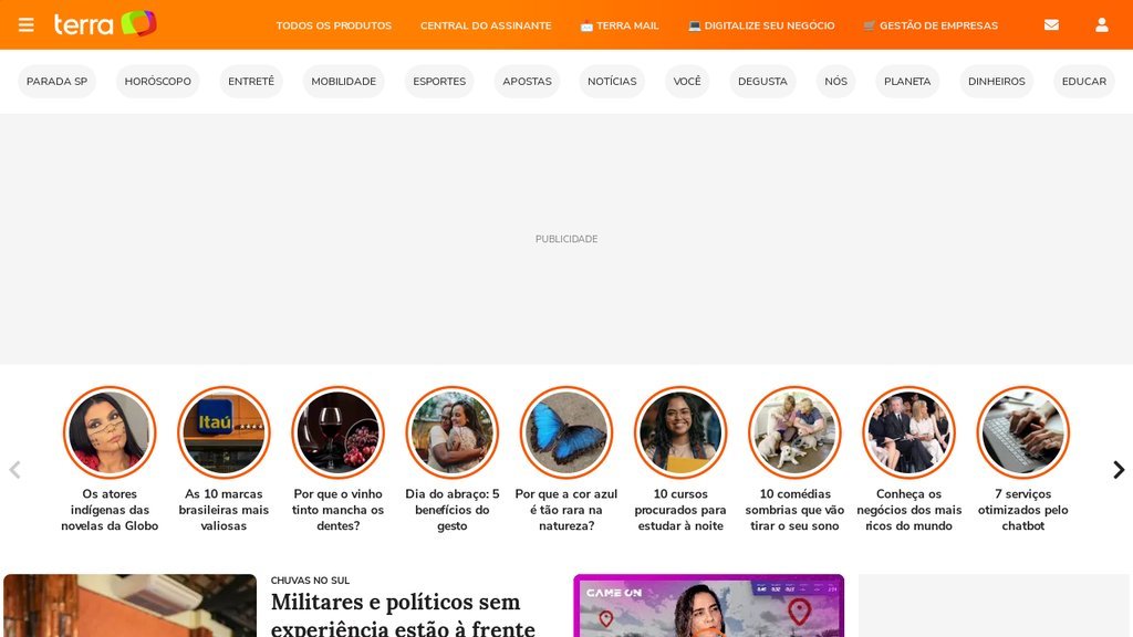Screenshot of the Terra website