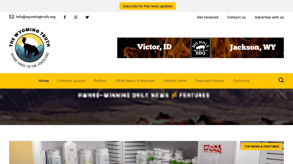 Screenshot of the The  Wyoming Truth website