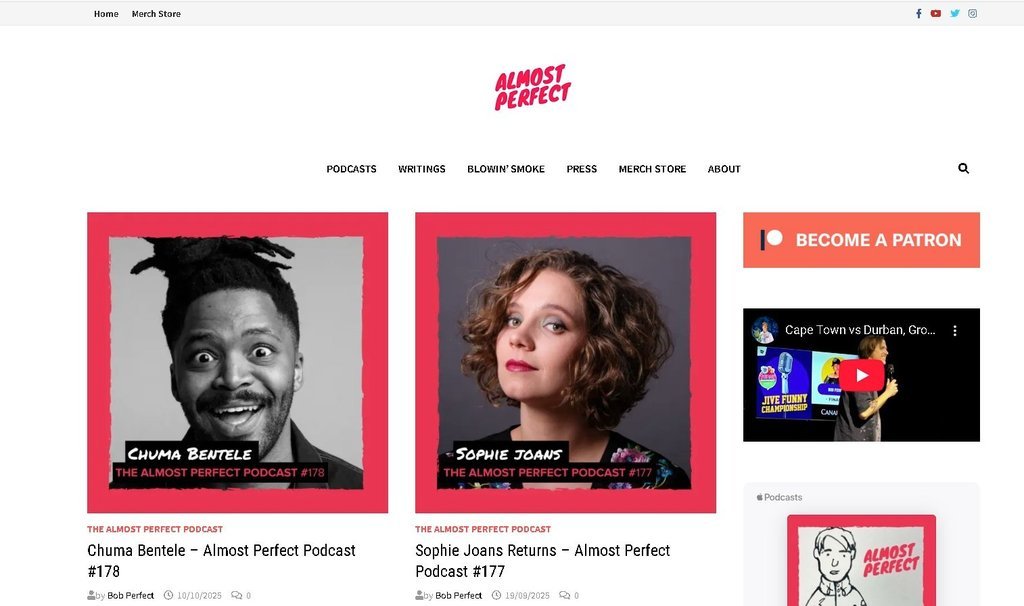 Screenshot of the The Almost Perfect Podcast website