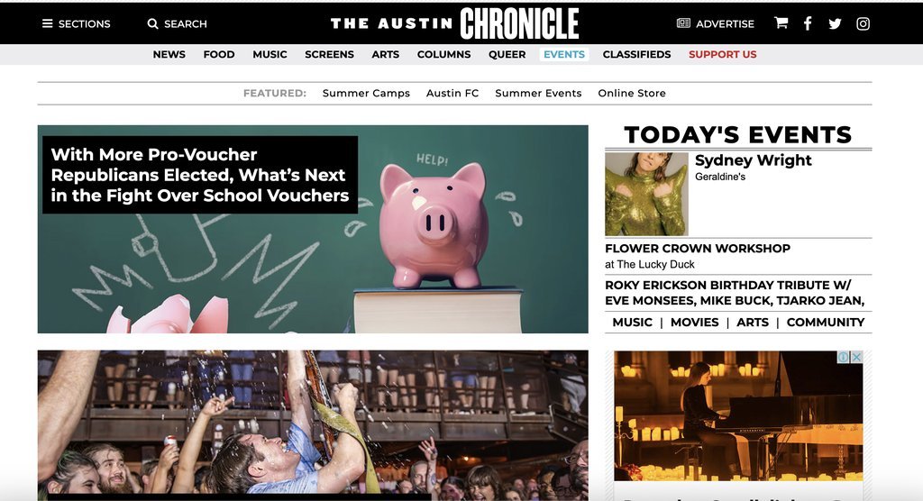 Screenshot of the The Austin Chronicle website