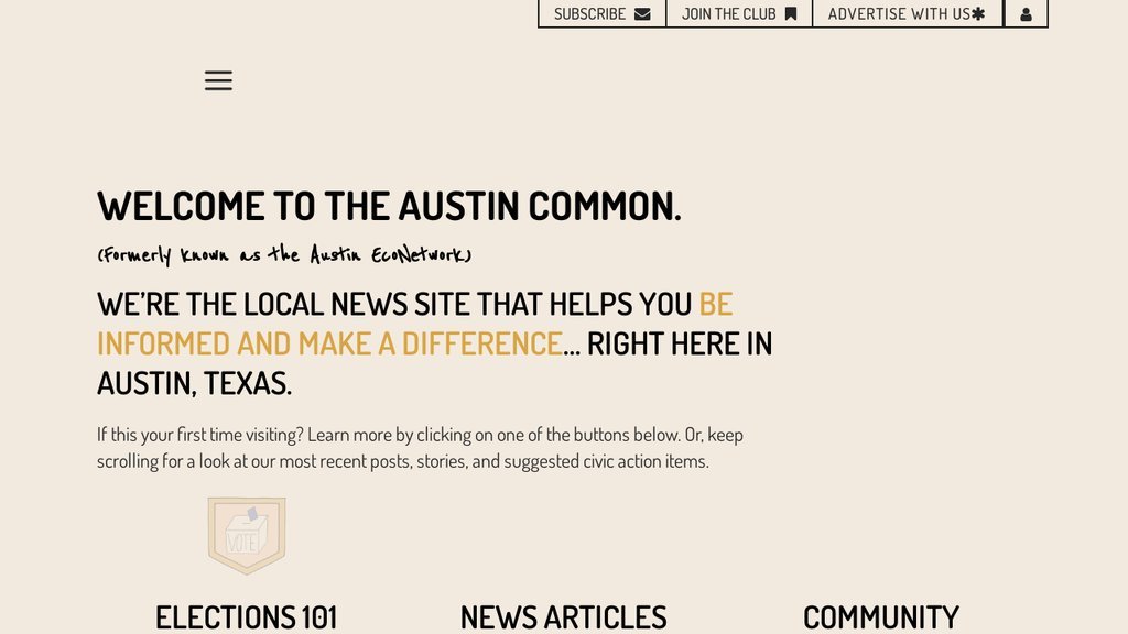 Screenshot of the The Austin Common website