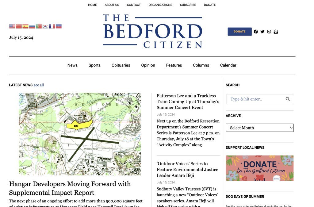 Screenshot of the The Bedford Citizen website