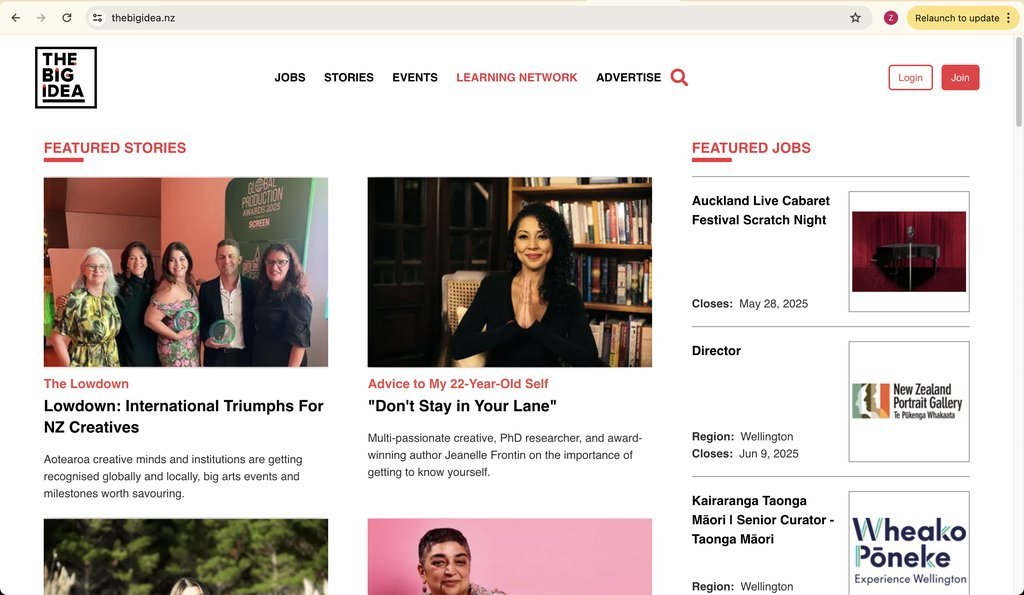 Screenshot of the The Big Idea website