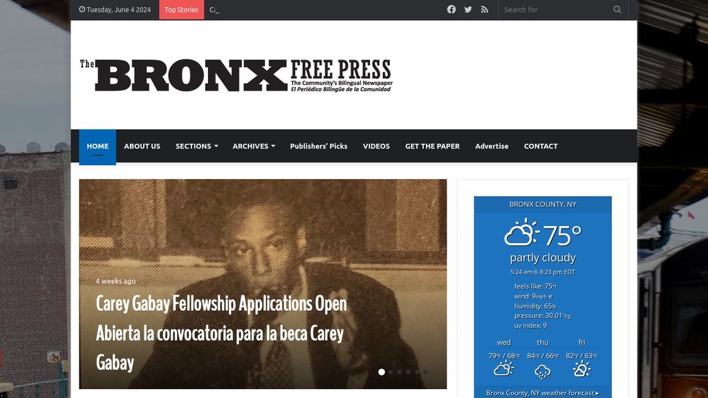 Screenshot of the The Bronx Free Press website