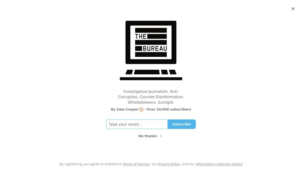 Screenshot of the The Bureau website