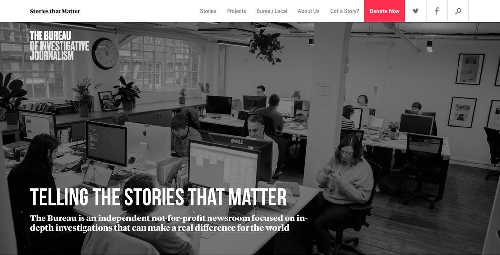Screenshot of the The Bureau of Investigative Journalism website