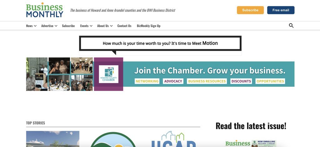 Screenshot of the The Business Monthly website
