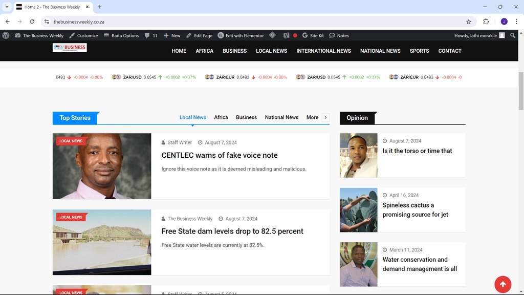 Screenshot of the The Business Weekly website