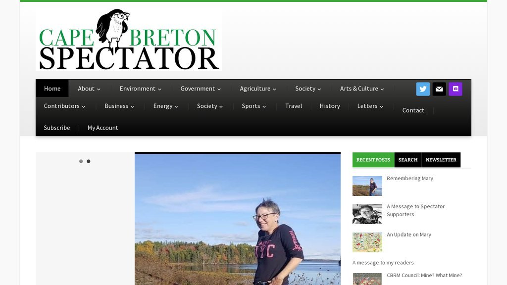 Screenshot of the The Cape Breton Spectator website