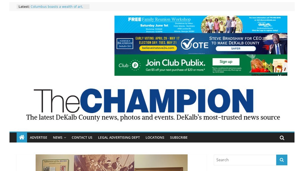 Screenshot of the The Champion Newspaper website