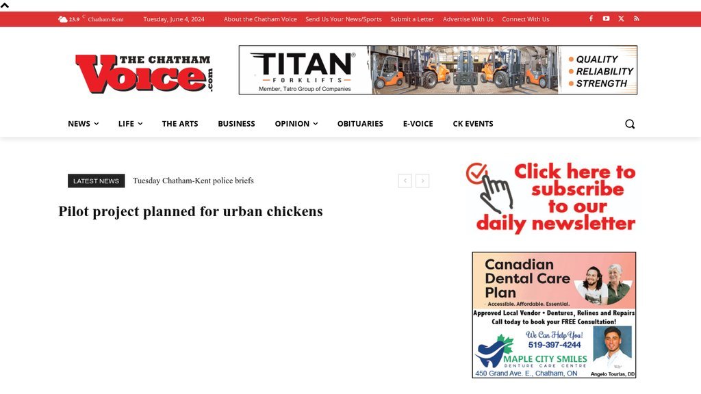 Screenshot of the The Chatham Voice website