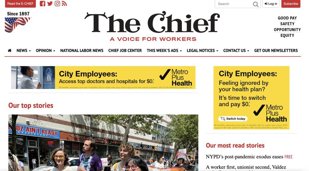 Screenshot of the THE CHIEF LEADER website