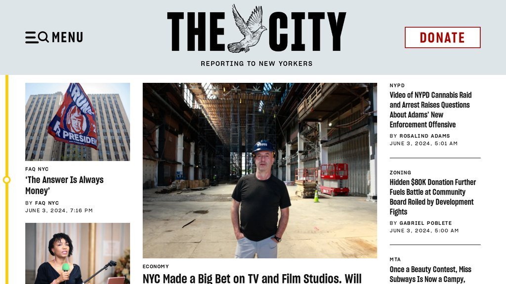 Screenshot of the The City website
