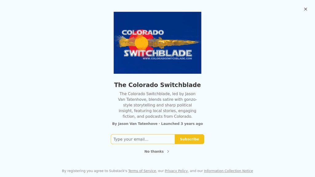 Screenshot of the The Colorado Switchblade website