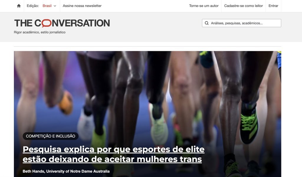 Screenshot of the The Conversation Brasil website