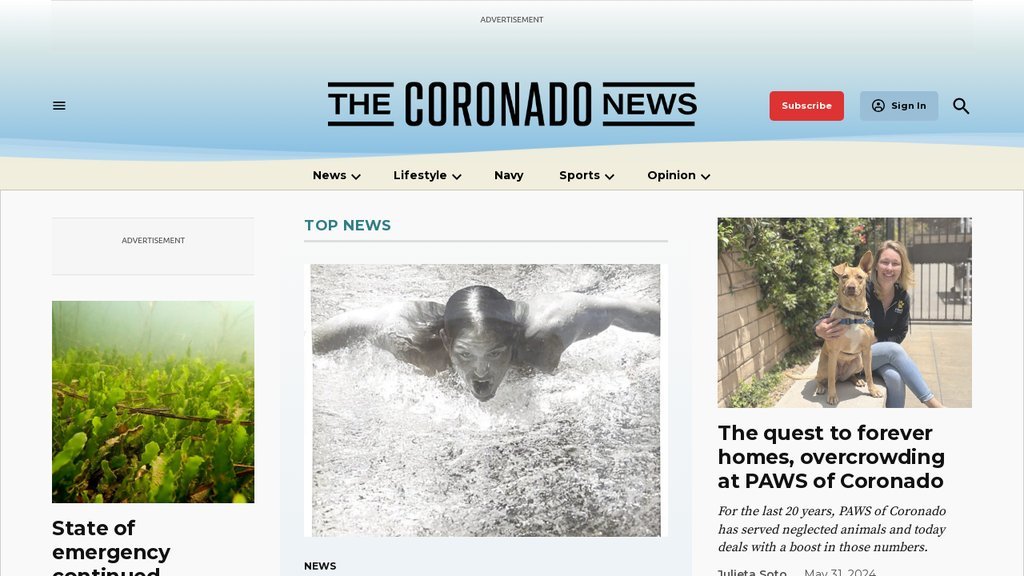 Screenshot of the The Coronado News website