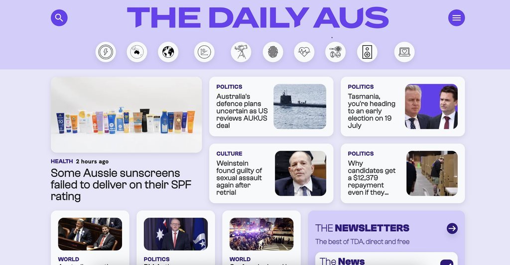 Screenshot of the The Daily Aus website