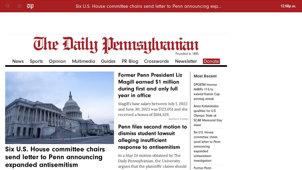 Screenshot of the The Daily Pennsylvanian website