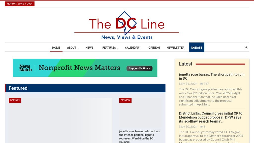 Screenshot of the The DC Line website