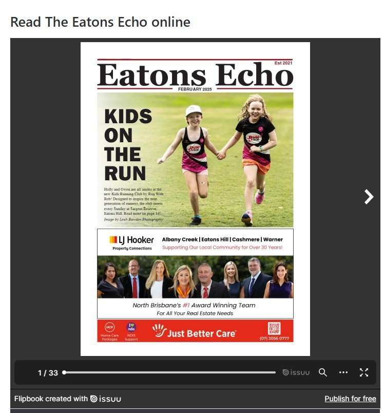 Screenshot of the The Eatons Echo website