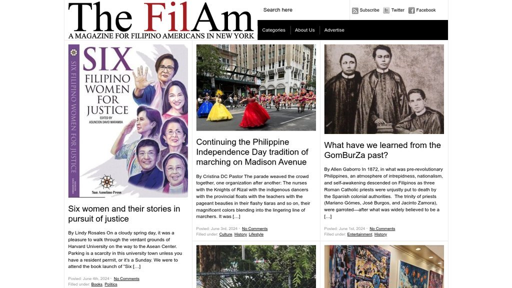 Screenshot of the The FilAm website