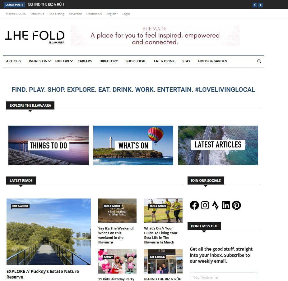 Screenshot of the The Fold Illawarra website