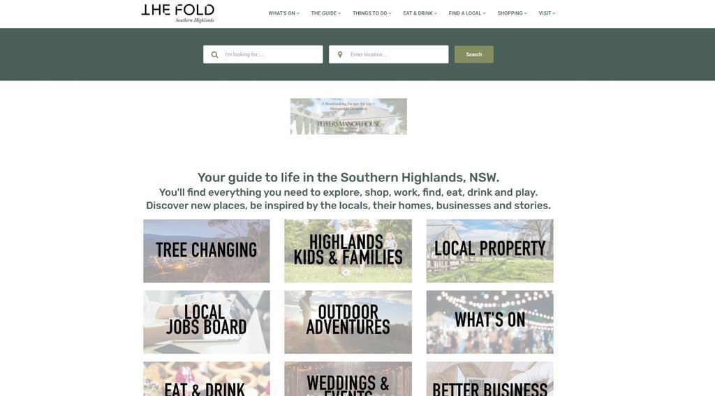 Screenshot of the The Fold Southern Highlands website