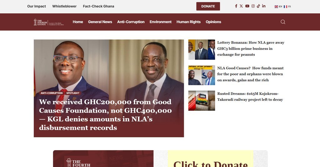 Screenshot of the The Fourth Estate website