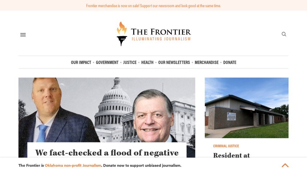 Screenshot of the The Frontier website