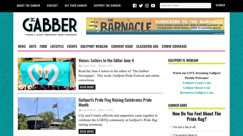 Screenshot of the The Gabber Newspaper website