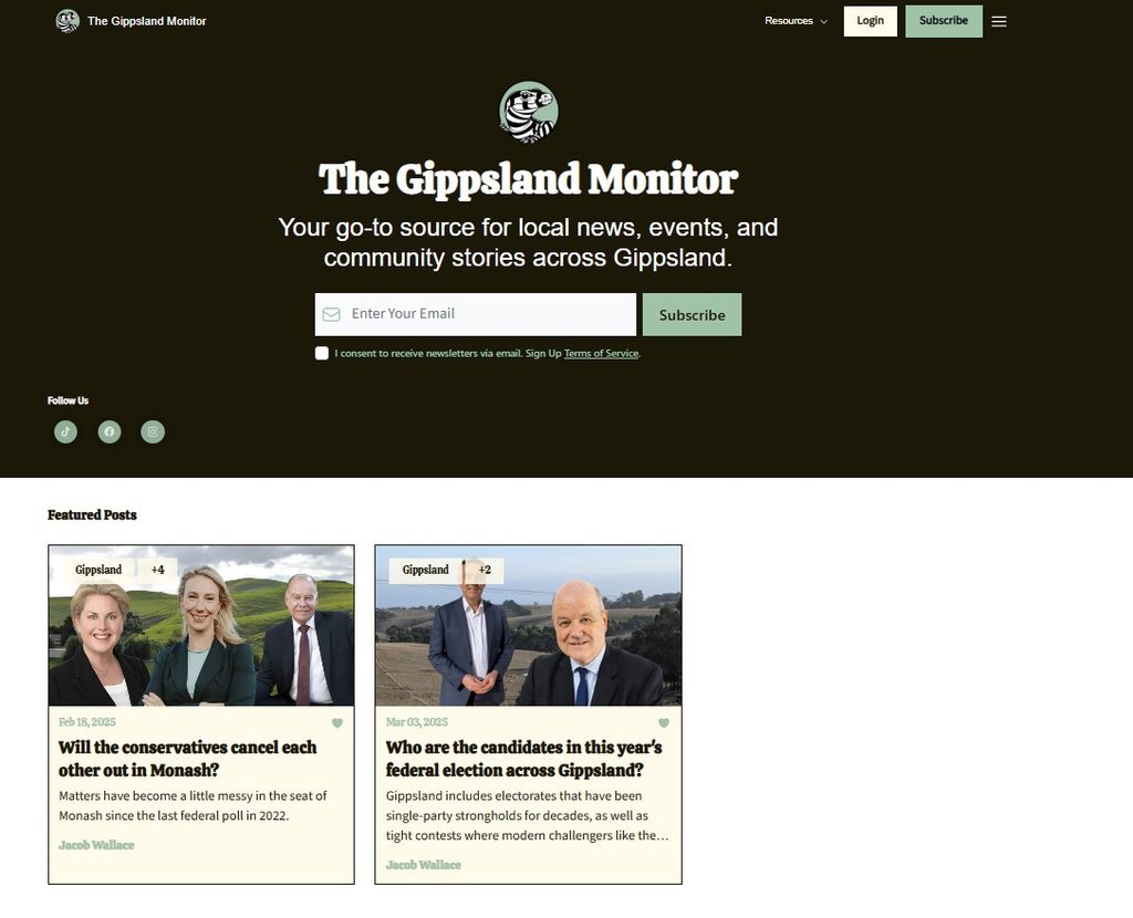 Screenshot of the The Gippsland Monitor website