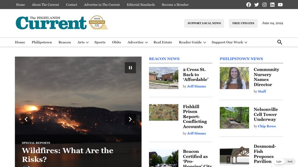 Screenshot of the The Highlands Current website