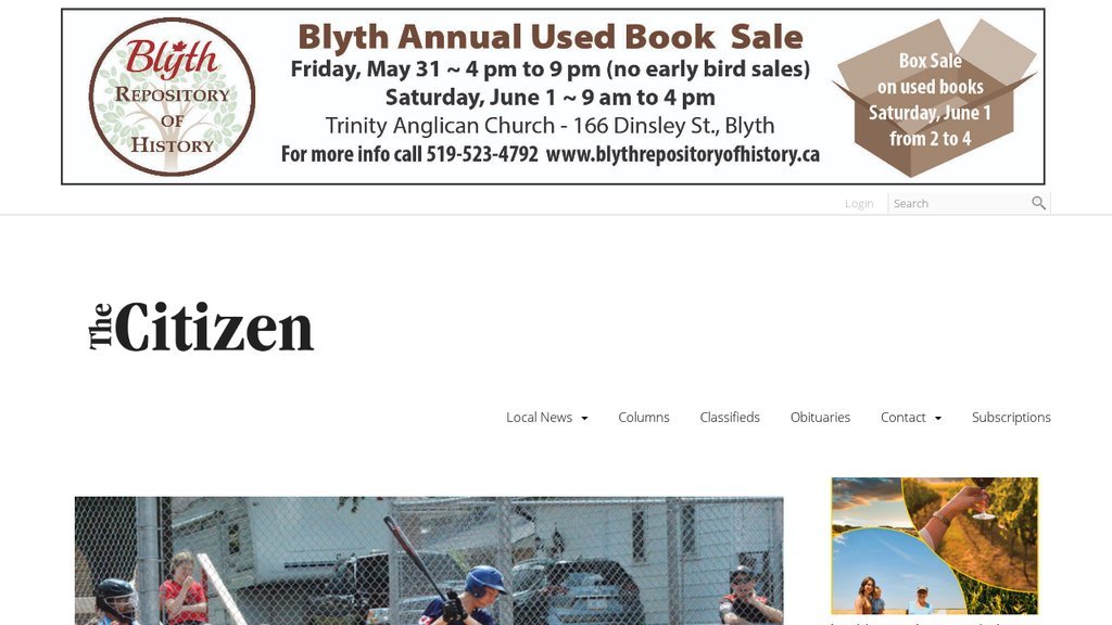 Screenshot of the The Huron Citizen website