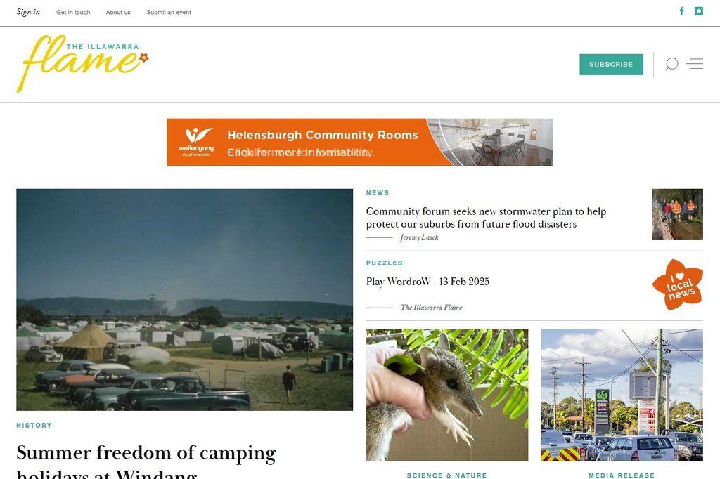 Screenshot of the The Illawarra Flame website