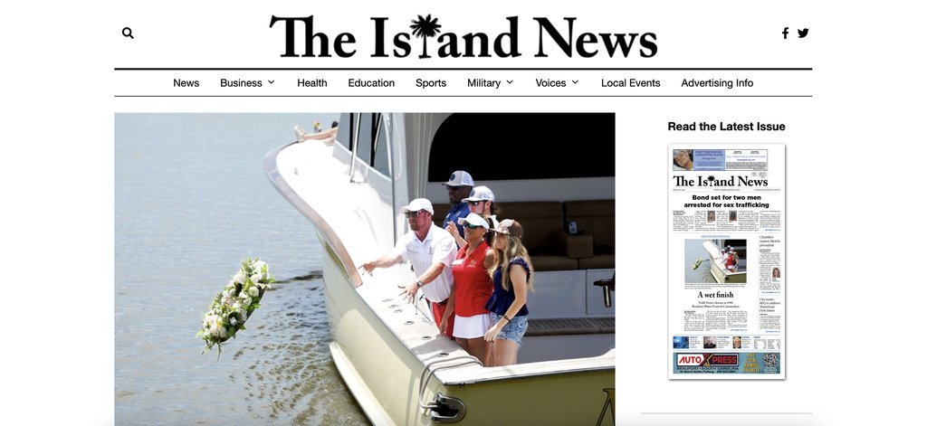 Screenshot of the The Island News website