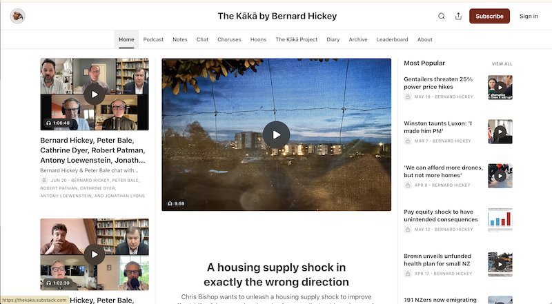 Screenshot of the The Kākā website