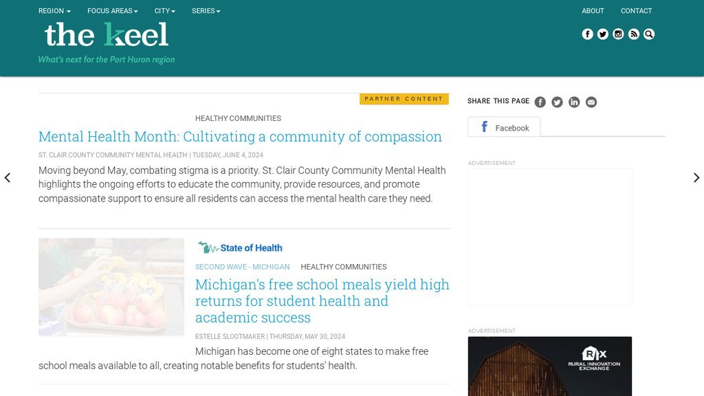 Screenshot of the The Keel website